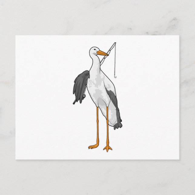 Storch Angelreuther Fischerrute Postkarte (Vorderseite)