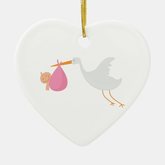 Storch-Ankunft Keramik Ornament (Vorne)