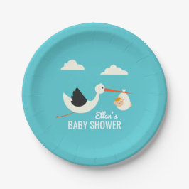 Storch-Ankunft Pappteller