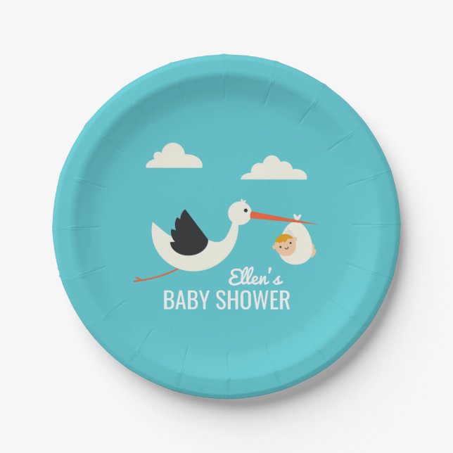 Storch-Ankunft Pappteller (Vorderseite)