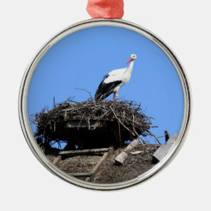 Storch auf Nest Ornament Aus Metall