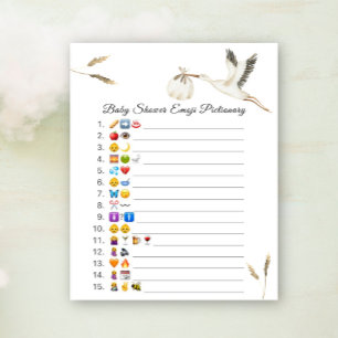 Storch Baby Dusche Emoji Pictionary Spiel