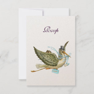 STORCH BABY JUNGE SHOWER ,RSVP, Champagner Metalli RSVP Karte