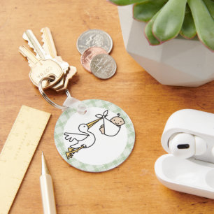 Storch-Baby-Lieferung Schlüsselanhänger