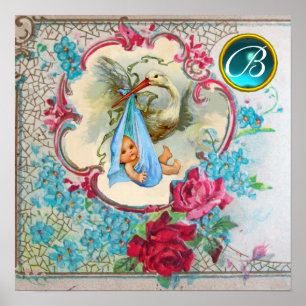 STORCH BABYJUNGE BABYTAG Edelstein-Monogramm Poster