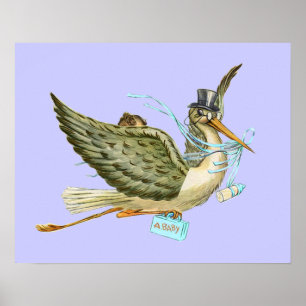 STORCH BABYJUNGE TAUFE ,türkisfarben Poster