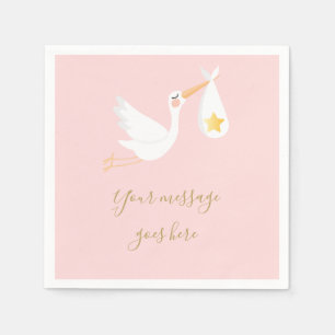 Storch-Babymädchen Rosa Baby-Party Serviette