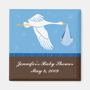 Storch-Babyparty-Magnet - Blau/Brown Magnet