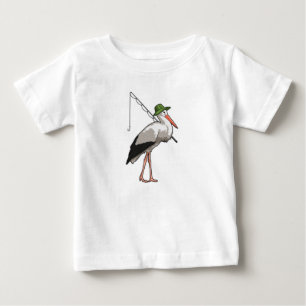 Storch beim Angeln mit Angelrute Baby T-shirt