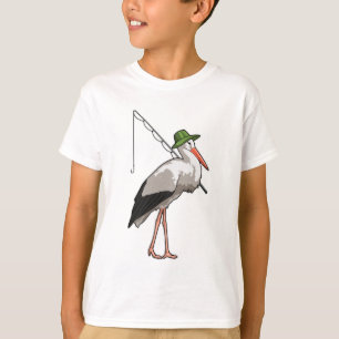 Storch beim Angeln mit Angelrute T-Shirt