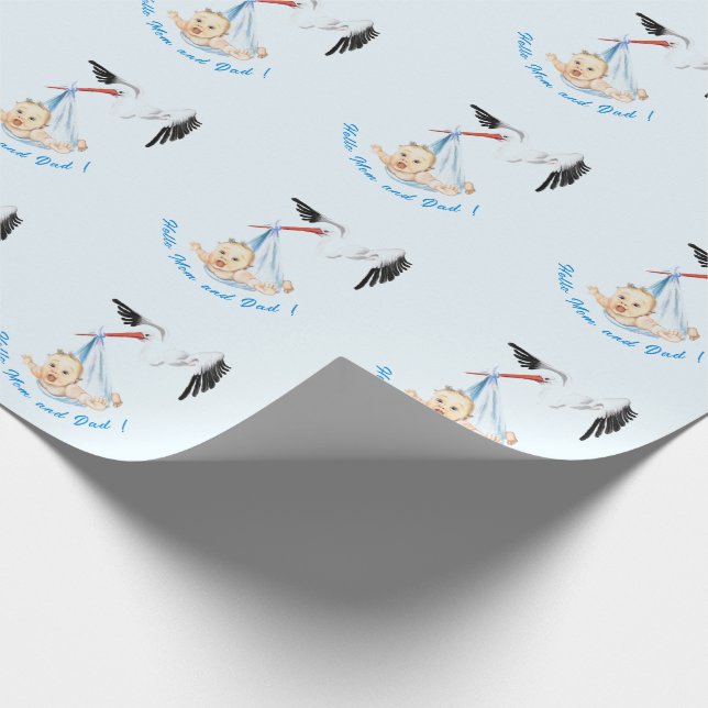 Storch Carry Baby Dusche Funny Wrapping Papier Geschenkpapier (Ecke)