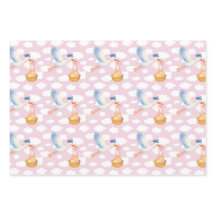 Storch Delivery Baby Girl Wrapping Paper Niedlich 