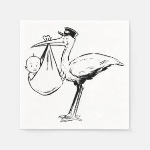 Storch, der ein Baby-Papierwindeln hält Serviette