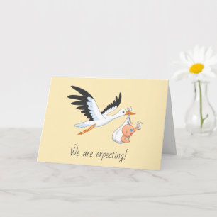 Storch, der ein Baby trägt, das First Selfie Yello Karte