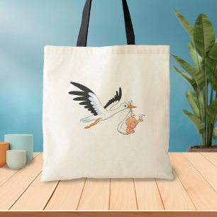 Storch, der ein Baby trägt, das sich selbst ernä Tragetasche