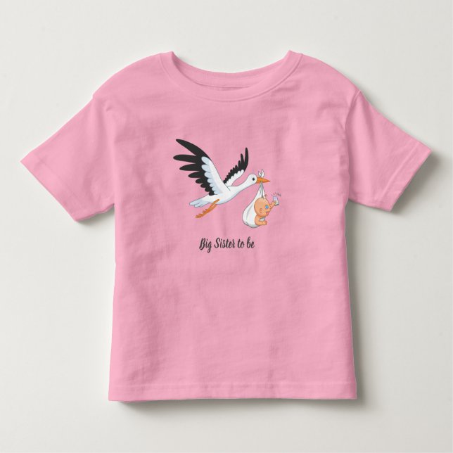 Storch, der eine große Schwester trägt Kleinkind T-shirt (Vorderseite)