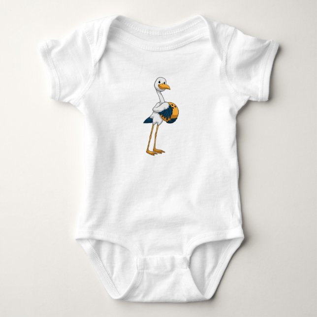 Storch im Bowling mit Bowlingball Baby Strampler (Vorderseite)