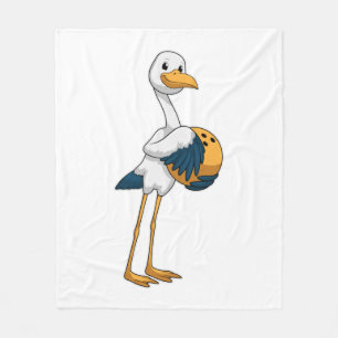 Storch im Bowling mit Bowlingball Fleecedecke