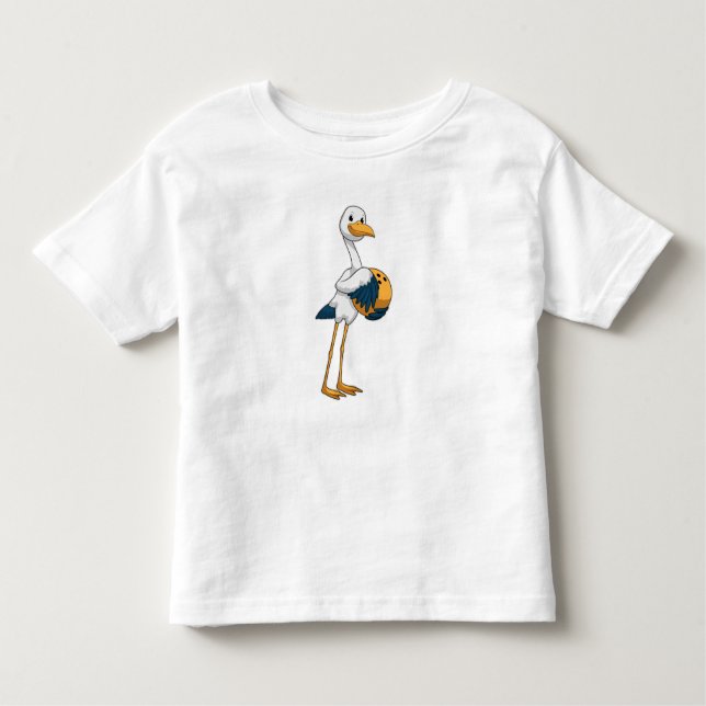 Storch im Bowling mit Bowlingball Kleinkind T-shirt (Vorderseite)