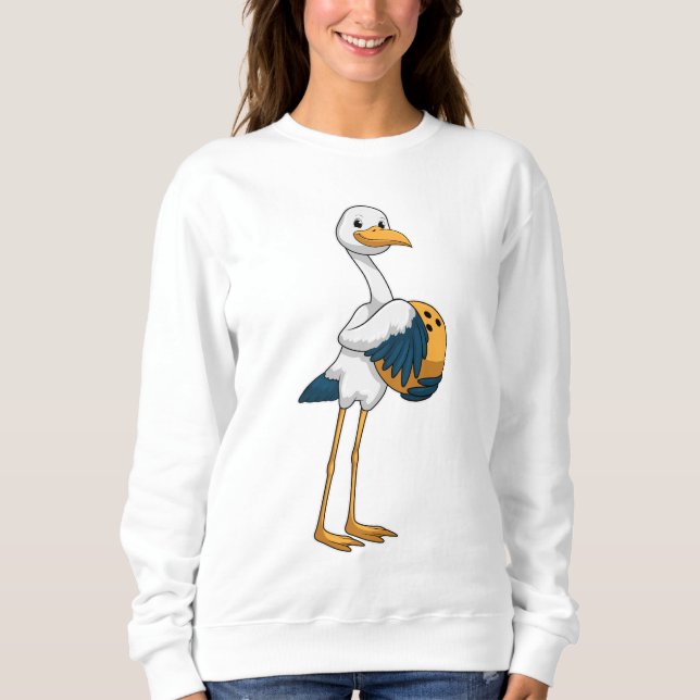 Storch im Bowling mit Bowlingball Sweatshirt (Vorderseite)