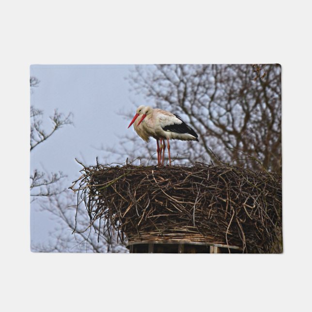 Storch in Nest Fußmatte (Vorderseite)