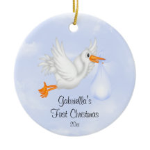 Storch-Junge Baby's erstes Weihnachtsbaum-Ornament