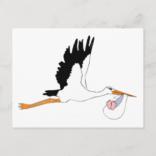 Storch liefert Baby Postkarte