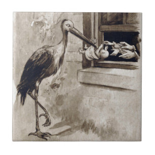 Storch liefert Baby Vintage Fliese