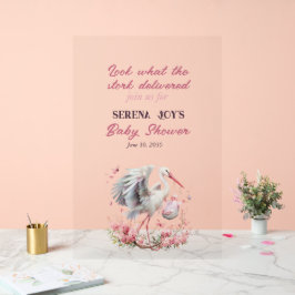 Storch liefert ein Baby Mädchen Acrylschild