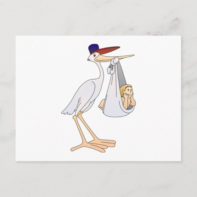 Storch liefert ein Baby Postkarte (Vorderseite)