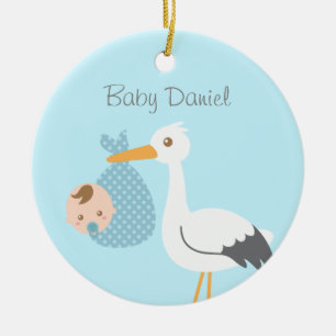 Storch liefert süße Babyzimmer-Dekoration für Jung Keramik Ornament