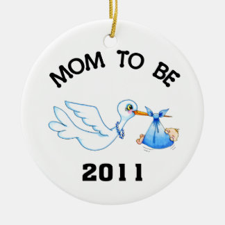Storch-Mama als Jungen Keramik Ornament