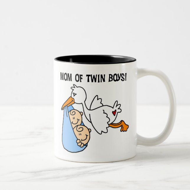 Storch-Mama der Doppeljungen Zweifarbige Tasse (Rechts)