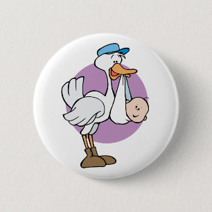 Storch mit Baby Button