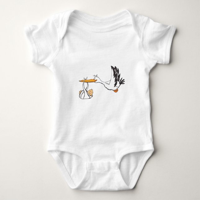 Storch mit Baby - Geschenk, damit die Eltern sind Baby Strampler (Vorderseite)