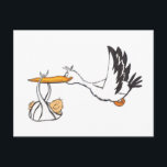 Storch mit Baby - Geschenk für Eltern, die sein so Postkarte<br><div class="desc">Dieses Design zeigt die Reproduktion meiner handgezeichneten Abbildung eines Storchs, der ein Baby in einem Handtuch trägt. Dieses skurrile und lustige Design macht ein wunderbares Babyduschgeschenk. Es ist auch eine sehr humorvolle Art, jedem Elternteil zu wünschen, dass er für seine Zukunft mit einem neuen Baby nach seiner Ankunft das Beste...</div>