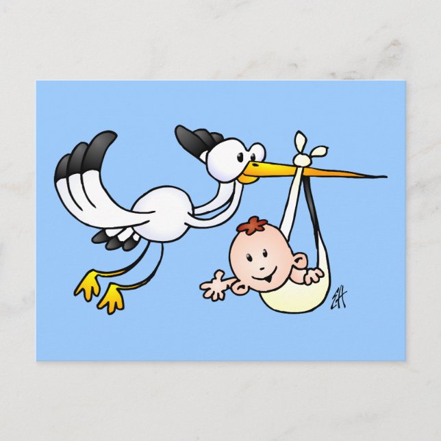 Storch mit Baby Postkarte (Vorderseite)