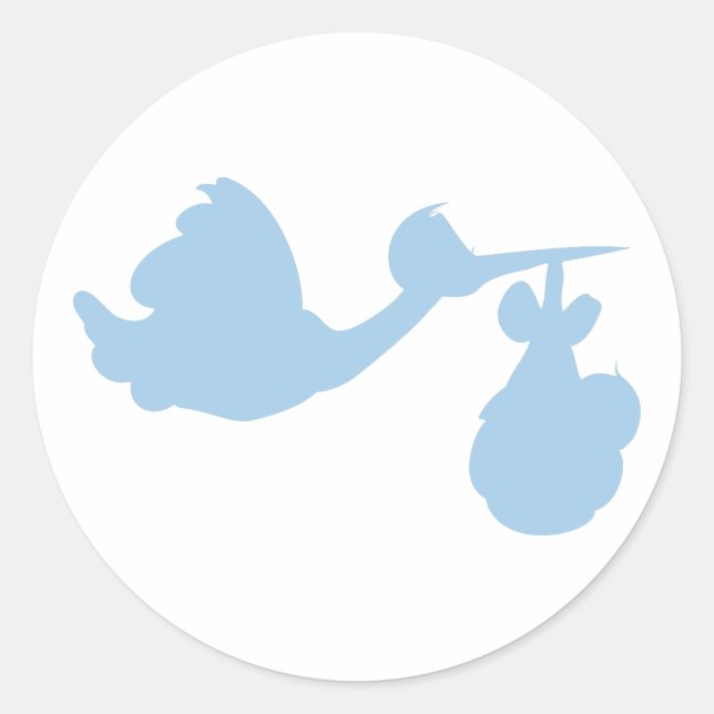 Storch mit Baby Runder Aufkleber (Vorderseite)