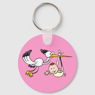 Storch mit Baby Schlüsselanhänger