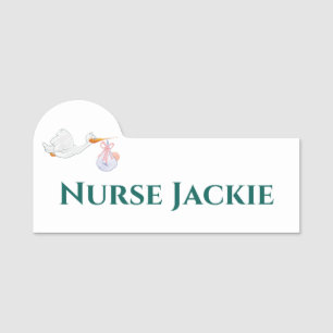 Storch mit Babyname-Tag Namensschild