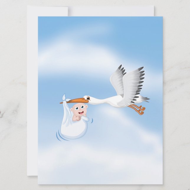 Storch mit geborenem Baby Einladung (Vorderseite)