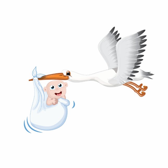 Storch mit geborenem Baby Freistehende Fotoskulptur (Vorne)