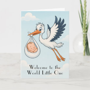 Storch Newborn Baby Card Karte