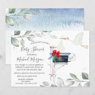 Storch Postbox Baby Shower per Post Einladung