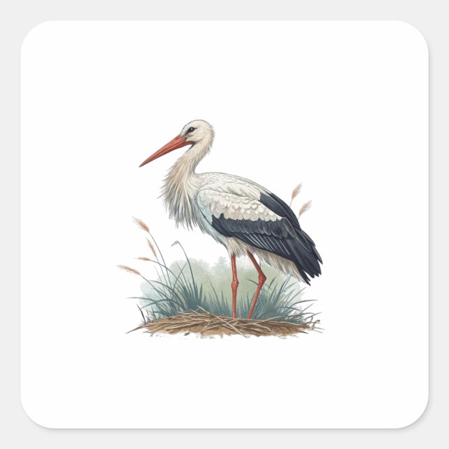 Storch Quadratischer Aufkleber (Vorderseite)