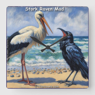 Storch Rabe Verrückt – Strandvogel-Banter Quadratische Wanduhr