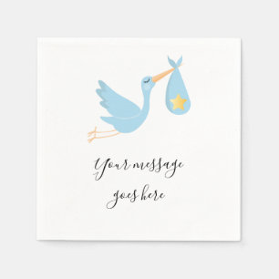 Storch Special Delivery Blau Baby Shower Sprinkle Serviette