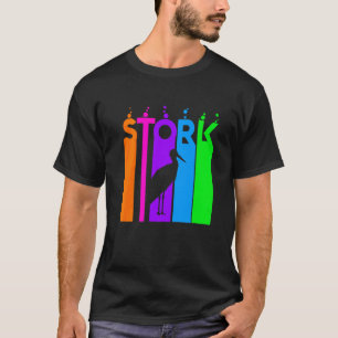 Storch Tier Regenbogen Blase Mit Silhouette T-Shirt
