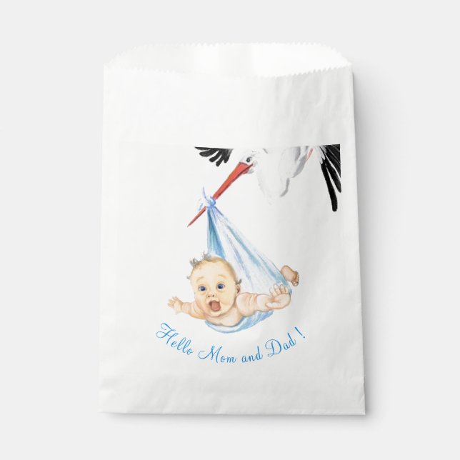 Storch Tragend Baby Funny Fevor Bag - Custom Text Geschenktütchen (Vorderseite)