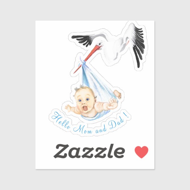 Storch Tragend Baby Funny Sticker - Benutzerdefini (Blatt)